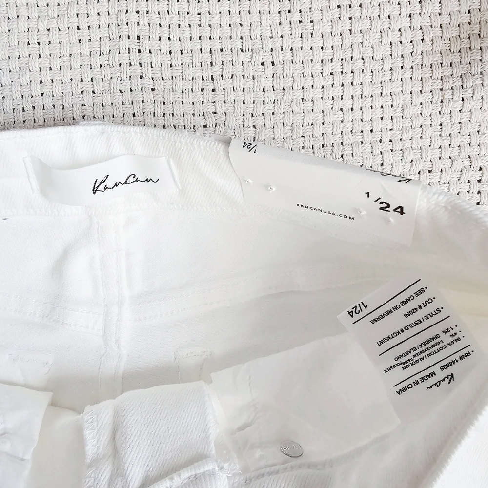 KanCan High Rise Slim Straight Fit Denim Jeans Stretch Distressed White 1/24 NEW - Picture 9 of 13